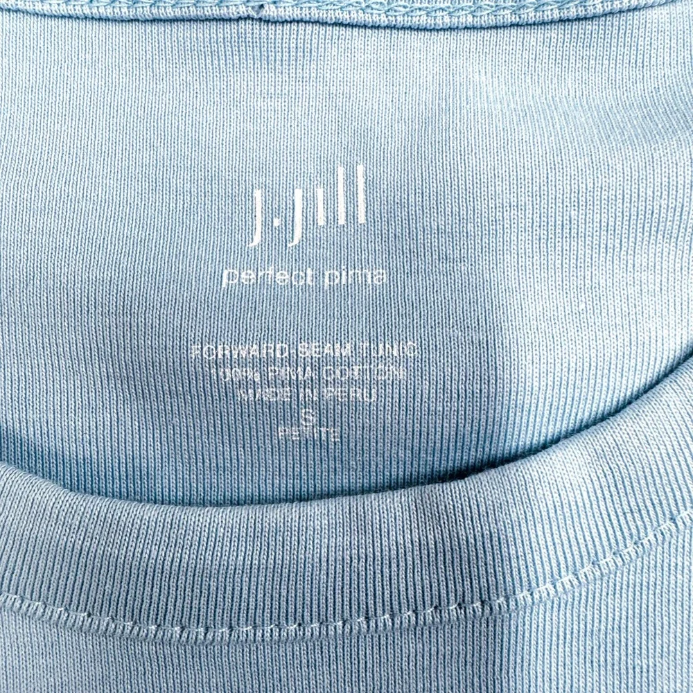 J. Jill Perfect Pima Forward Seam Tunic Women's Small Light Blue Long Sleeve Top
